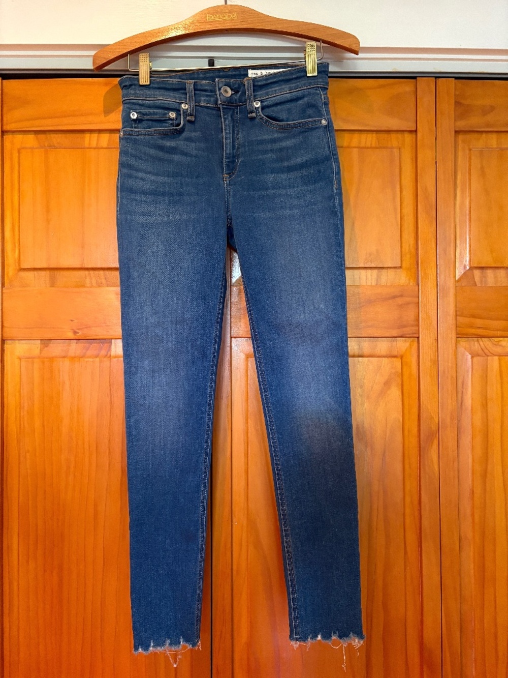 Rag & Bone Cate Frayed Hem Skinny Jeans Size 24 Stretch Flint Color